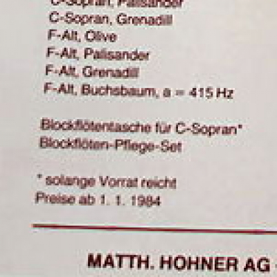 Hohner Preise 1984