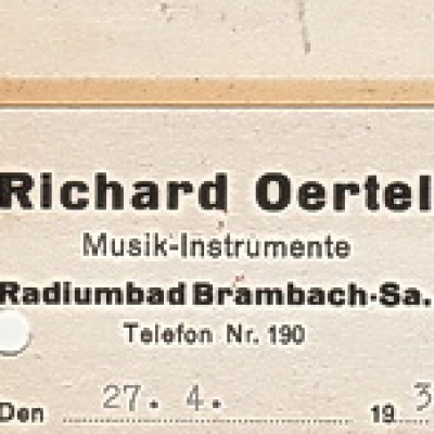 Warenbestellkarte von Richard Oertel - 1939